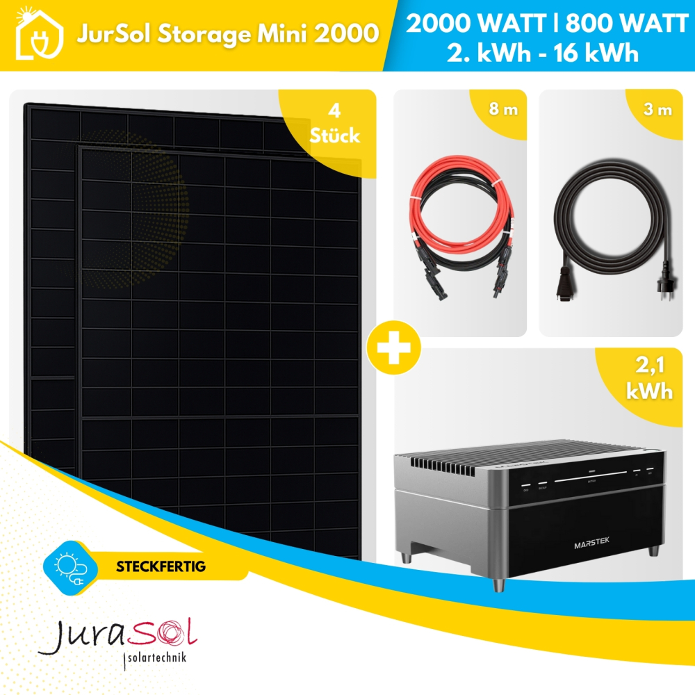 Marstek VENUS A Balkonkraftwerk Speicher Set 2000 Watt - JA Solar 2.1 kWh